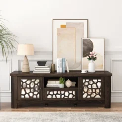 Tangkula 55" Retro TV Stand Media Entertainment Center W/ Mirror Doors & Drawer Brown 19 Tangkula 55" Retro TV Stand Media Entertainment Center W/ Mirror Doors & Drawer Brown -Tangkula GUEST 646f86fa a4aa 4074 b0f9 8b00a670dfe0