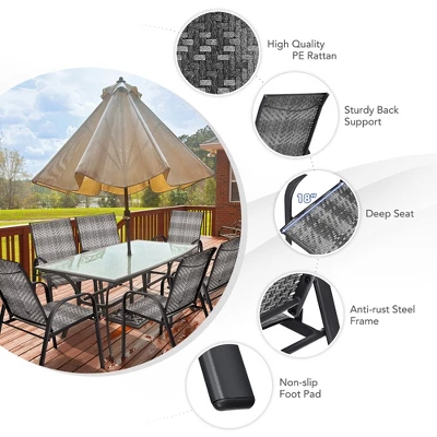 Tangkula 12PCS Outdoor PE Wicker Stacking Dining Chairs Patio Arm Chairs 9 Tangkula 12PCS Outdoor PE Wicker Stacking Dining Chairs Patio Arm Chairs - Image 7
