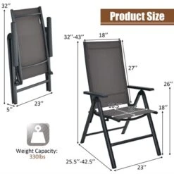 Tangkula 4 Pack Folding Dining Chairs Adjustable Reclining Back Chairs Suitable For Outdoor & Indoor Gray -Tangkula GUEST 65e61e16 45e8 4abe 924a 474adb289843