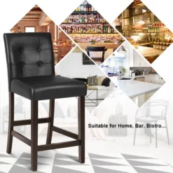 Tangkula Set Of 4 Bar Stools 25inch Counter Height Barstool Pub Chair Rubber Wood Black -Tangkula GUEST 65ee669b 0628 49d7 8af8 6f469c152c0b