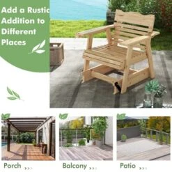 Tangkula 1PC/2PCS Outdoor Fir Wood Rocking Chair Outdoor Glider Chair With Rotatable Hidden Cup Holder And Curved Seat -Tangkula GUEST 663b52fd 29cd 43ea bc28 6a27ffff5c11