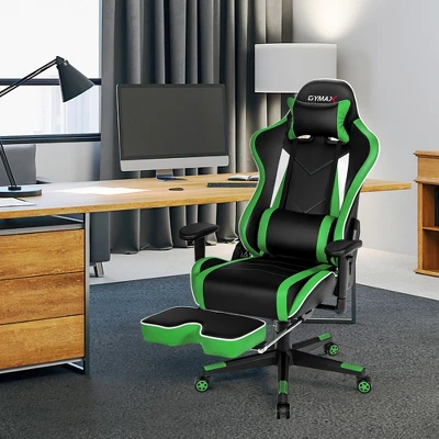 Tangkula High Back Gaming Chair Adjustable Office Computer Task Chair W/Footrest Green 3 Tangkula High Back Gaming Chair Adjustable Office Computer Task Chair W/Footrest Green