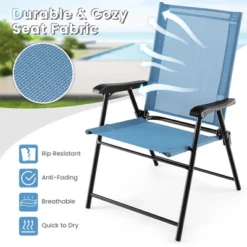 Tangkula Set Of 4 Patio Folding Chairs Outdoor Portable Pack Lawn Chairs W/ Armrests -Tangkula GUEST 6672213b bc4f 4d22 ab3a f87cbe047b47