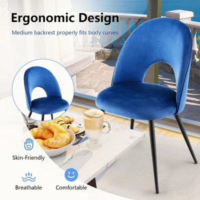 Tangkula Dining Chair Set Of 4 Velvet Upholstered Side Chair W/ Metal Base For Living Room 9 Tangkula Dining Chair Set Of 4 Velvet Upholstered Side Chair W/ Metal Base For Living Room - Image 7