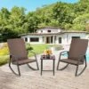 Tangkula 3PCS Rattan Bistro Rocking Chair Set Patio Furniture Set W/ Cushions -Tangkula GUEST 67be2181 d012 4a6c a33b c7769af0f538
