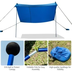 Tangkula 7'x7' Beach Tent Canopy W/ 4 Poles Sandbag Anchors UPF50+ Blue/Green/Purple 16 Tangkula 7'x7' Beach Tent Canopy W/ 4 Poles Sandbag Anchors UPF50+ Blue/Green/Purple -Tangkula GUEST 682d8e0b 99c0 4994 9045 a8f567dc9777