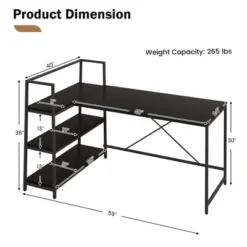 Tangkula 59 Inch L-Shaped Computer Desk Large Reversible Corner Desk W/ Open Storage Shelves Space-Saving Writing Study Table PC Laptop Gaming Desk Black/White + Natural/Black + Walnut -Tangkula GUEST 69ab1533 a8cb 44e6 9a92 dba5ad8ffdb3