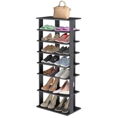 Tangkula 7-Tier Shoe Rack Free Standing Shelf Storage Modern Shoe Rack Organizer Brown/Black/White 10 Tangkula 7-Tier Shoe Rack Free Standing Shelf Storage Modern Shoe Rack Organizer Brown/Black/White - Image 9