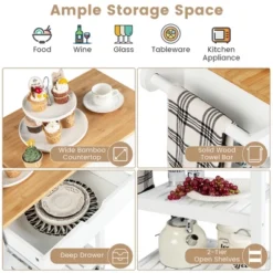 Tangkula 3-Tier Kitchen Island Cart Rolling Service Trolley W/ Bamboo Top Shelves 17 Tangkula 3-Tier Kitchen Island Cart Rolling Service Trolley W/ Bamboo Top Shelves -Tangkula GUEST 6ae9318f 7f28 47bc b160 db0f9cf97738