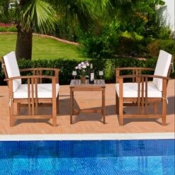 Tangkula 3-Piece Outdoor Acacia Wood Sectional Conversation Sofa Set With Cushions -Tangkula GUEST 6b5ed910 1f18 4aa2 83c7 cb9061d7a37b