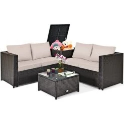 Tangkula 4 PCS Patio Rattan Furniture Set Wicker Conversation Set W/Storage Box 16 Tangkula 4 PCS Patio Rattan Furniture Set Wicker Conversation Set W/Storage Box -Tangkula GUEST 6cc229ab 55c1 4a88 9d74 ed0dc24db2e1