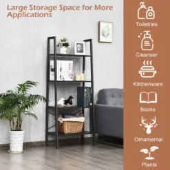 Tangkula 4-Tier Ladder Bookshelf Display Ladder Rack Free-Standing Plant -Tangkula GUEST 6cf20b6a 7db2 4e56 8090 70099cd6decd