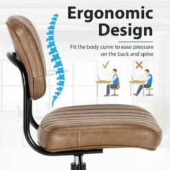 Tangkula Leisure Office Chair Mid-back Swivel Task Chair PU Leather Adjustable Armless Chair Retro Design Black / Brown -Tangkula GUEST 6de1a623 d36d 44b7 bcf0 63a1b66e6e75
