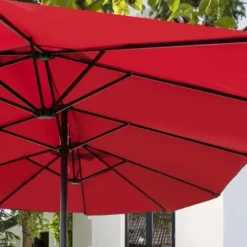 Tangkula 15 Ft Outdoor Patio Umbrella Double-Sided Shade Offset Wine Red -Tangkula GUEST 6e436b10 e851 4b81 b3c8 9981a2239632