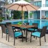 Tangkula 7- Piece Patio Dining Furniture Set Acacia Wood And Wicker Dining Table Armchairs Navy/Red/White/Turquoise -Tangkula GUEST 6e495ca7 95bc 40ff 8c31 a3e6b67d8df7