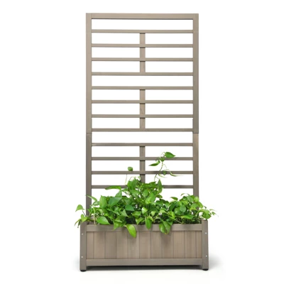 Tangkula 68" Wood Planter Box With Trellis Plant Raised Bed For Flower Climbing For Garden Balcony Patio Yard 8 Tangkula 68" Wood Planter Box With Trellis Plant Raised Bed For Flower Climbing For Garden Balcony Patio Yard - Image 6
