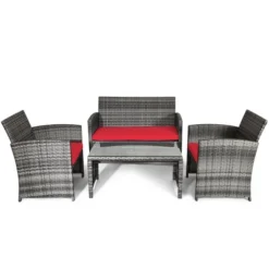 Tangkula 8-Piece Outdoor Patio Furniture Set Rattan Wicker Conversation Sofa Set -Tangkula GUEST 7027435e 07cd 49f4 8a15 b51fd1eba780