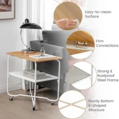 Tangkula 2-Tier Folding Rolling Cart Kitchen Utility Cart Tool-Free Installing -Tangkula GUEST 714c07d0 8789 40e3 9156 1ef17d70a68d