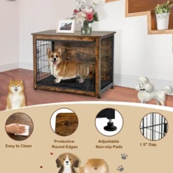 Tangkula Wooden Dog Crate Furniture With Pad Bed Double Doors Dog Kennel End Table -Tangkula GUEST 717ff4fb db8c 4900 a8bf 81cb95ed8093