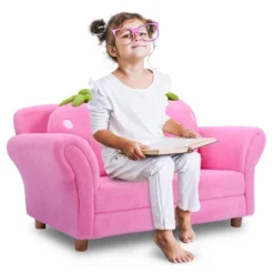 Tangkula Kids Sofa Cute Sofa Strawbwrry Sponge Filler Upholstered Lounge W/ Armrest -Tangkula GUEST 71bd51e9 4824 448a b79e 701bbf0e3036