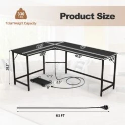Tangkula L-Shaped Desk With Power Outlet 66” Computer Corner Desk With CPU Stand & Heavy-duty Metal Frame Rustic Brown/Black -Tangkula GUEST 71c2de4a 376a 482e b92b 38ceebeeb2d4