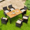 Tangkula 7PCS Patio Rattan Furniture Set Outdoor Conversation Set W/Cushions Acacia Wood Table -Tangkula GUEST 71db5422 aaed 4c20 a1f8 78a81b6ad939