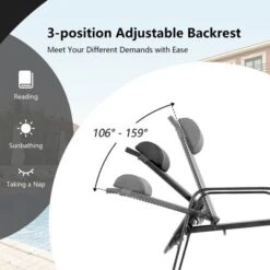 Tangkula 3PCS Patio Adjustable Back Stackable Chairs Side Table Set Bistro Set Classic Furniture Chair Set For Garden Black/Brown/Grey -Tangkula GUEST 7250a360 709f 4860 b830 abfbbce48fee