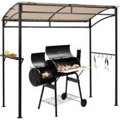 Tangkula 7' X 4.5' Grill Gazebo Patio BBQ Tent Shelter With Single Tier Canopy Beige -Tangkula GUEST 7313d04b 54ec 4336 8067 191662214de2