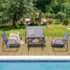 Tangkula 4PCS Metal Outdoor Conversation Set Patio Furniture Set W/ Glass Table -Tangkula GUEST 745a6d80 7102 474f a72c 0f2858ae5672