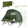 Tangkula 2-Person Folding Camping Tent Cot Outdoor Elevated Tent W/External Cover Green/Gray