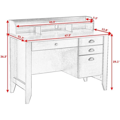 Tangkula Wooden Computer Writing Desk Office Study Table With Drawers Black/Walnut 4 Tangkula Wooden Computer Writing Desk Office Study Table With Drawers Black/Walnut - Image 2