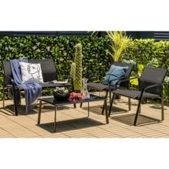 Tangkula 4PCS Patio Conversation Futniture Set W/ Fabric And Anti-Rust Steel Frame -Tangkula GUEST 768e1700 6d64 4e32 a298 54fc4725b0cb
