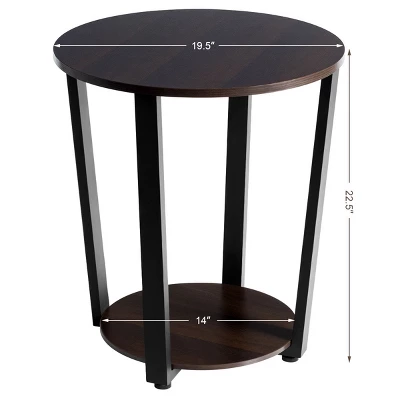 Tangkula 2-Tier Industrial Round End Table Metal Sofa Side Table W/ Storage Shelf 4 Tangkula 2-Tier Industrial Round End Table Metal Sofa Side Table W/ Storage Shelf - Image 2