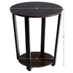 Tangkula 2 PCS 2-Tier Industrial Round End Table Metal Sofa Side Table With Storage Shelf -Tangkula GUEST 7696da46 13c9 4dc4 bffb ff33c789be76