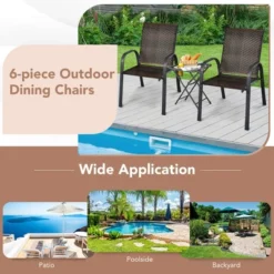Tangkula 6PCS Outdoor PE Wicker Stacking Dining Chairs Patio Arm Chairs -Tangkula GUEST 781f6672 a9e5 41e0 bb14 f979f34ad28e