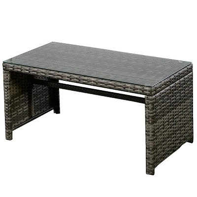 Tangkula 4PCS Outdoor Furniture Set Chairs Coffee Table Patio Garden Set Mix Gray 4 Tangkula 4PCS Outdoor Furniture Set Chairs Coffee Table Patio Garden Set Mix Gray - Image 2