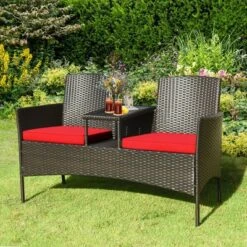 Tangkula Outdoor Patio Rattan Wicker Conversation Set Loveseat Sofa With Coffee Table -Tangkula GUEST 79536ef0 b49c 4e5c af5c 0566f82b5646