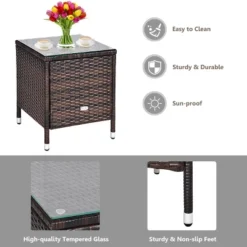 Tangkula 3-Piece Patio Wicker Rattan Furniture Set Conversation Sofa Set W/Coffee Table Grey -Tangkula GUEST 79e67856 0220 454f 9218 63bea9c775d0