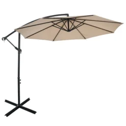 Tangkula 10FT Patio Offset Umbrella 8 Ribs Cantilever Umbrella W/Crank For Poolside Garden -Tangkula GUEST 7a35c694 73e6 40cd b6b1 621eef863cce