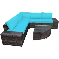 Tangkula 6-Piece Outdoor Rattan Conversation Set Sectional Sofa Set With Arc-Shaped Table 15 Tangkula 6-Piece Outdoor Rattan Conversation Set Sectional Sofa Set With Arc-Shaped Table -Tangkula GUEST 7a63f643 091a 43bc 85d8 ee1090e4babb