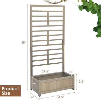 Tangkula 68" Wood Planter Box With Trellis Plant Raised Bed For Flower Climbing For Garden Balcony Patio Yard 9 Tangkula 68" Wood Planter Box With Trellis Plant Raised Bed For Flower Climbing For Garden Balcony Patio Yard - Image 7