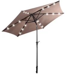 Tangkula 9' Outdoor Patio Umbrella Offset W/LED Light No Base Beige/Burgundy/Tan -Tangkula GUEST 7c612dfe 5d3f 4d7d 9add 1a96586506e0