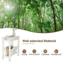 Tangkula Side Table End Table Nightstand W/ Bottom Storage Shelf & Rubber Wood Legs White 13 Tangkula Side Table End Table Nightstand W/ Bottom Storage Shelf & Rubber Wood Legs White -Tangkula GUEST 7da869f2 948a 4ba2 b657 2018d4691499