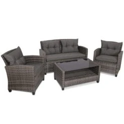 Tangkula 4-Piece Outdoor Patio Furniture Set Rattan Wicker Conversation Sofa Set With Coffee Table -Tangkula GUEST 7de5e058 c63d 4c66 a6cd 5b149c37dad2