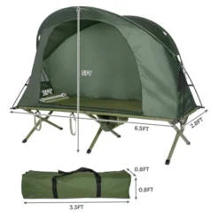 Tangkula 1-Person Folding Camping Tent Cot Portable Outdoor Tent For Backpacking & Hiking Green/Gray