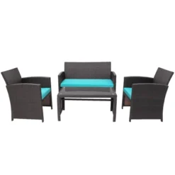 Tangkula 8PCS Outdoor Patio Furniture Sets Weather-Resistant Rattan Sofas W/ Soft Cushion Turquoise -Tangkula GUEST 7e73d510 1f19 4d3b a72d 28b75919f031