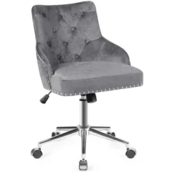 Tangkula Velvet Desk Chair Upholstered 360°Swivel Height Adjustable Rolling Office Chair For Office Bedroom Living Room -Tangkula GUEST 7e9629cf d986 48e5 8dd8 8904994c4108