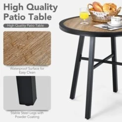 Tangkula 29" Patio Round Bistro Metal Table Patio Coffee Table With Heavy-Duty Steel Frame Wood-Like Top Outdoor Garden Deck Backyard -Tangkula GUEST 7f5691ab dab8 4e9e a097 70da141ea8ed