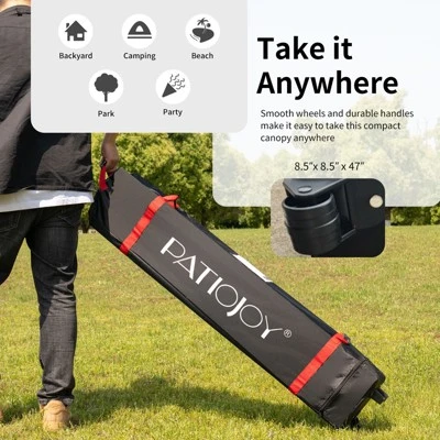 Tangkula 6.6’ X 6.6’ Pop-up Canopy Tent Outdoor Camping Sun Shelter W/ Portable Roller Bag & 4 Weight Bags Blue/ White/ Grey 7 Tangkula 6.6’ X 6.6’ Pop-up Canopy Tent Outdoor Camping Sun Shelter W/ Portable Roller Bag & 4 Weight Bags Blue/ White/ Grey - Image 5