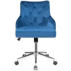 Tangkula Velvet Desk Chair Upholstered 360°Swivel Height Adjustable Rolling Office Chair For Office Bedroom Living Room -Tangkula GUEST 7f78dacd 8b54 4506 8677 294054517924